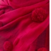 Merino Wool and Silk Red PomPom Scarf - Image 3