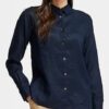 Long Sleeved Navy Linen Shirt