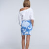 Bamboo Screen Printed Skirt - Bluebird White Moonflower - Image 3