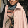 Peach Check Cape with Contrast Lining