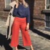 Rust Palazzo Linen Pants - Image 3