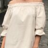 Natural/white Check Off Shoulder Top - Image 2
