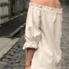 Natural/white Check Off Shoulder Top - Image 3