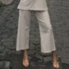 Natural/White Check Palazzo Pants - Image 4